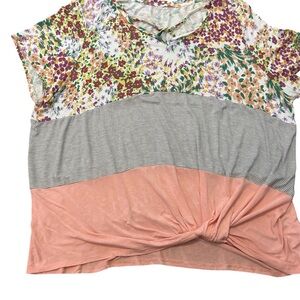 Maurices Green and Pink Tie Front T-Shirt